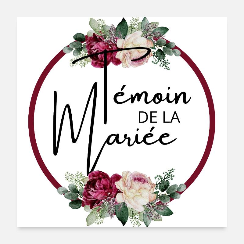Témoin de la mariée floral -tshirt assorti Poster 60 x 60 cm