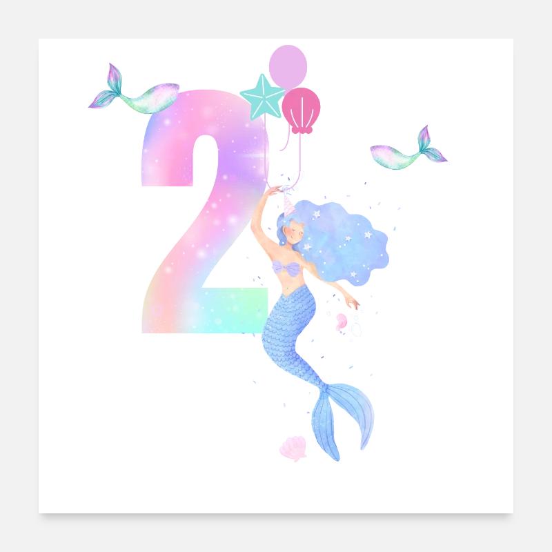 2e anniversaire sirène Poster 60 x 60 cm