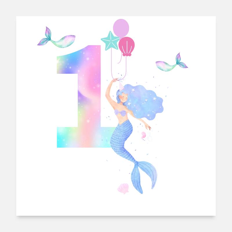 1e anniversaire sirène Poster 60 x 60 cm