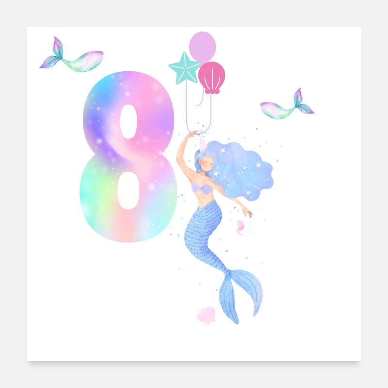 8e anniversaire sirène Poster 60 x 60 cm