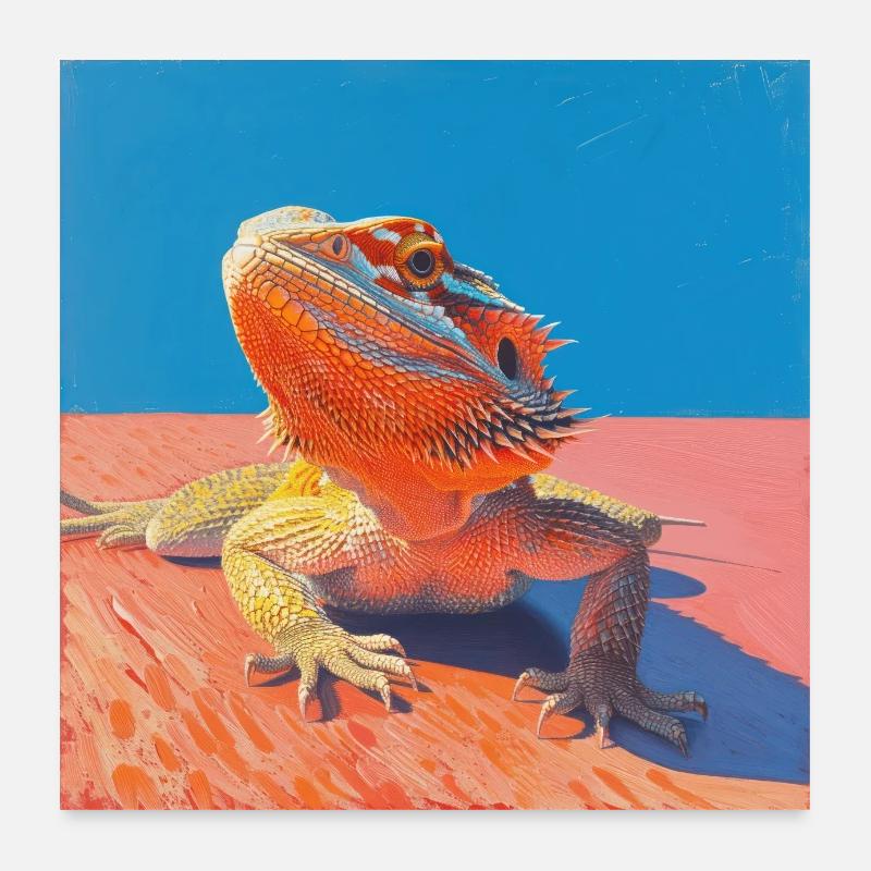 Bartagamen, echse, bunt, tier, geschenk Poster 60x60 cm