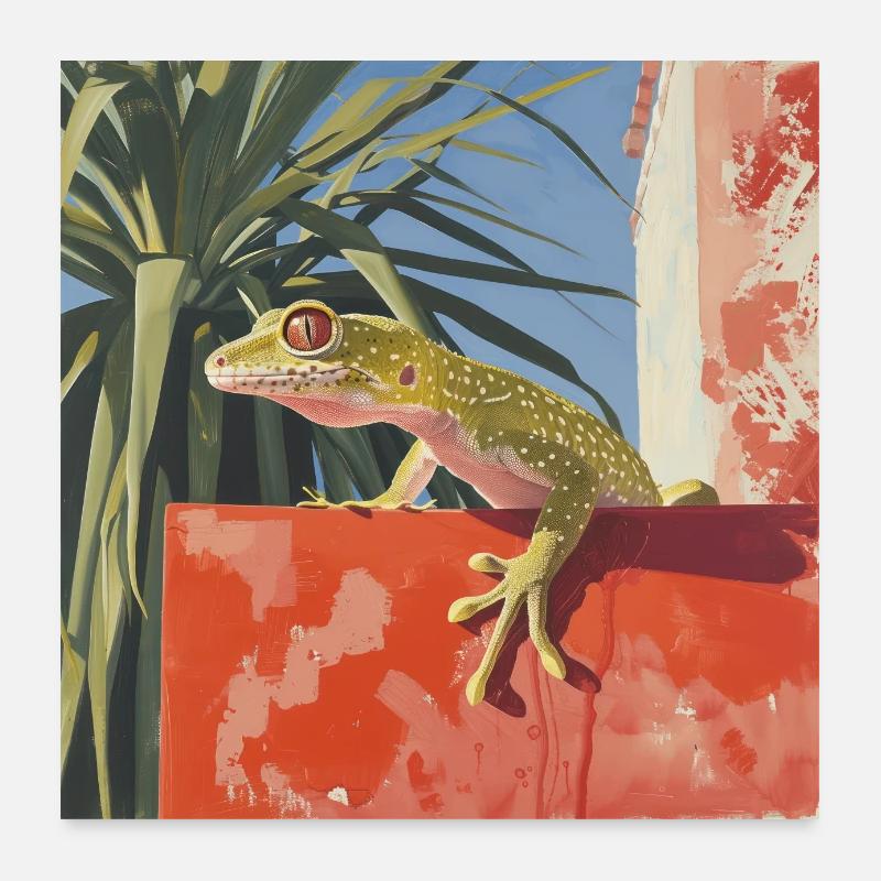 gecko, echse, bunt, tier, geschenk, geschenkidee Poster 60x60 cm