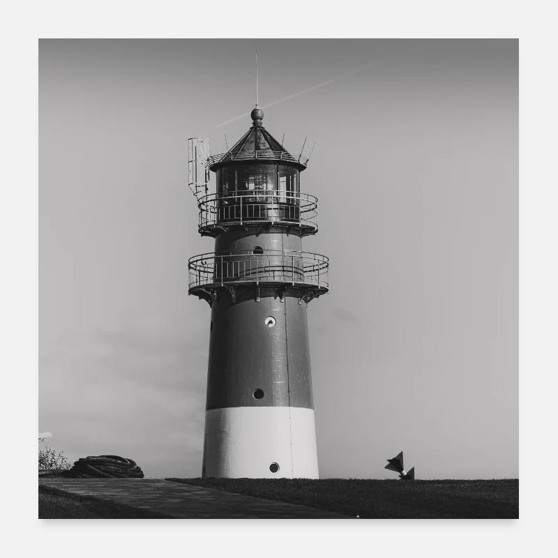 Leuchtturm Büsum Dithmarschen Nordsee Küste Poster - Poster 60x60 cm - Weiß