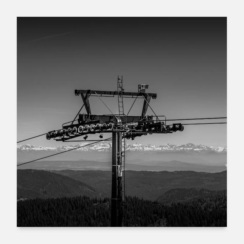 Seilbahn Pfeiler Feldberg Schwarzwald Poster Berg Poster 60x60 cm