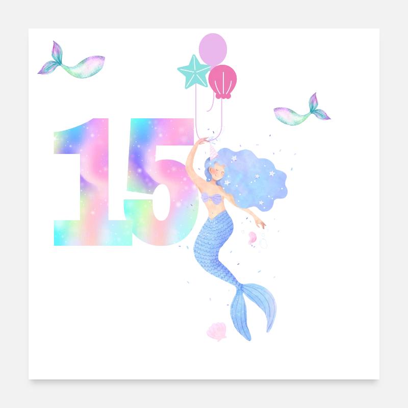 15e anniversaire sirène Poster 60 x 60 cm