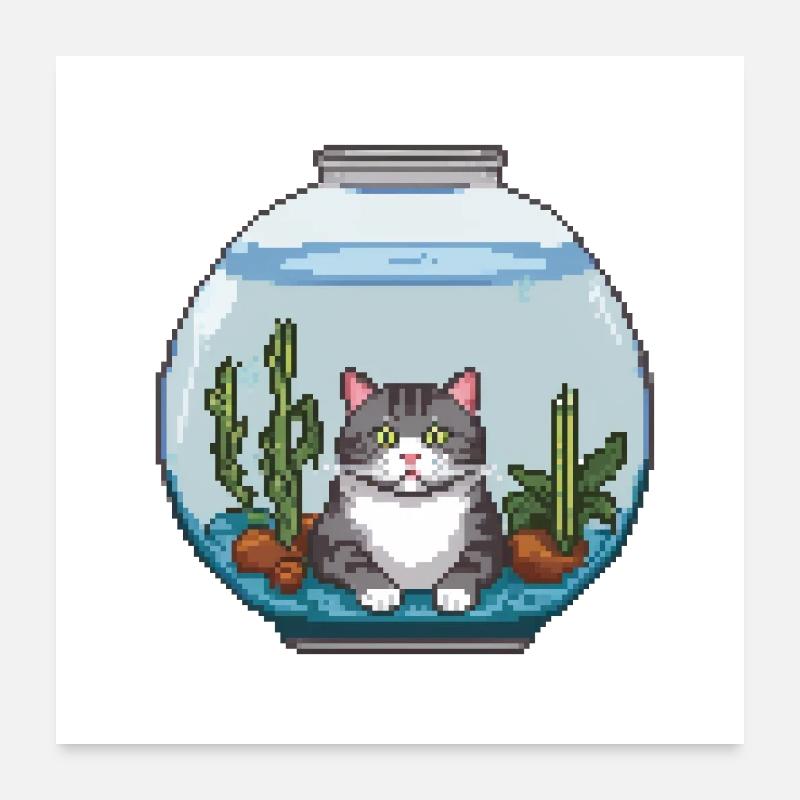Aquatisches Schnurren - Poster 60x60 cm - Weiß