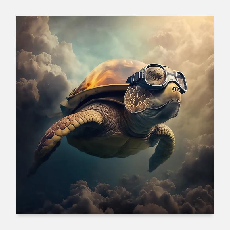 Fliegende Schildkröte Poster 60x60 cm