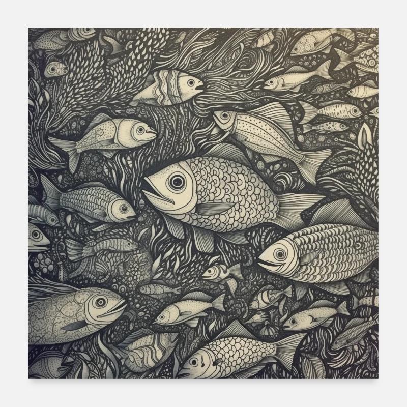 Lachende Fische Poster 60x60 cm