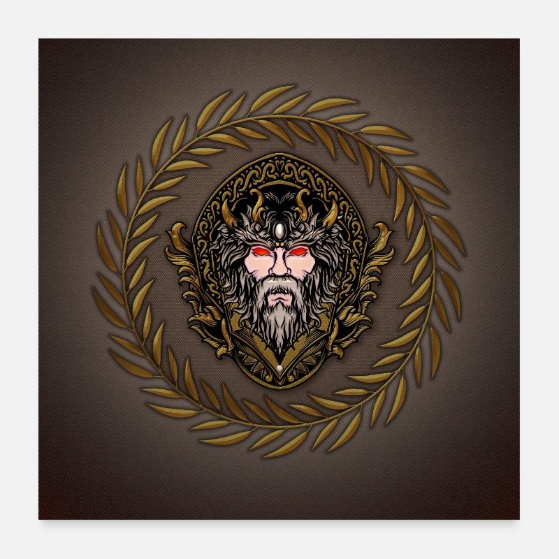 Zeus en or et noir Poster 60 x 60 cm