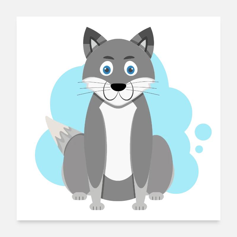 Karikatur Wolf Splash Poster 60x60 cm