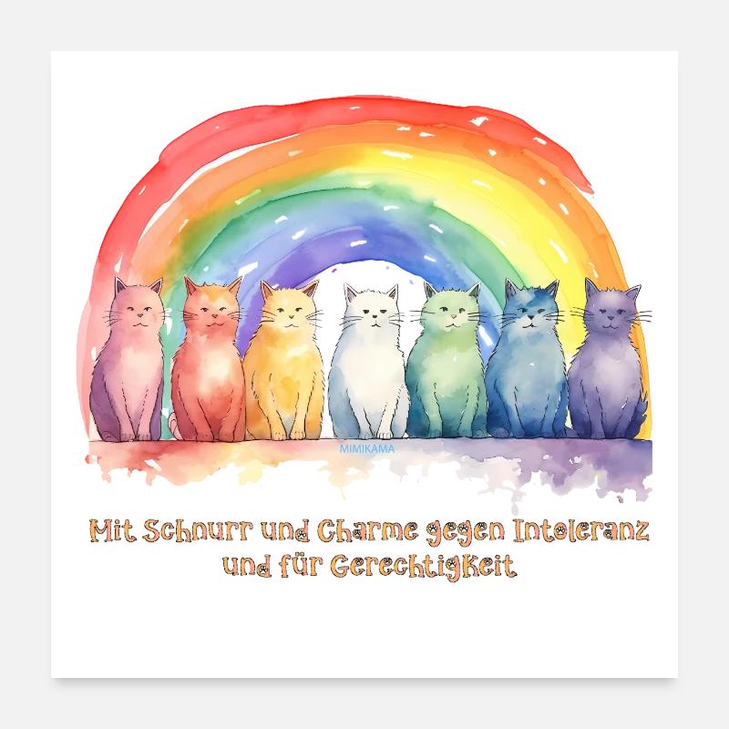 Mimikama Regenbogen Katzen Poster 60x60 cm