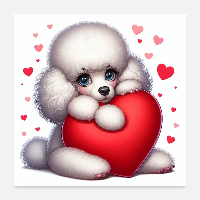 Dessin animé de caniche Poster 60 x 60 cm