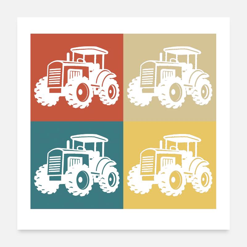Retro Vintage Tractor Poster 24" x 24" (60x60 cm)