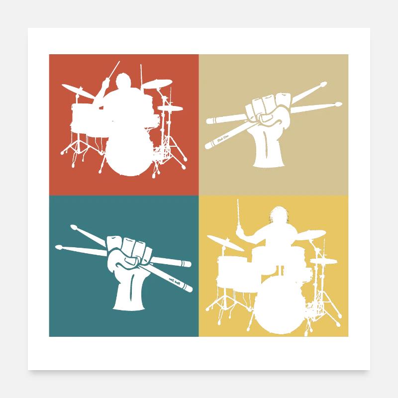 batteur de musique vintage rétro Poster 60 x 60 cm