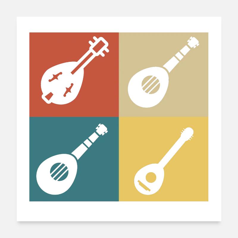 Retro Vintage Mandolin Poster 24" x 24" (60x60 cm)