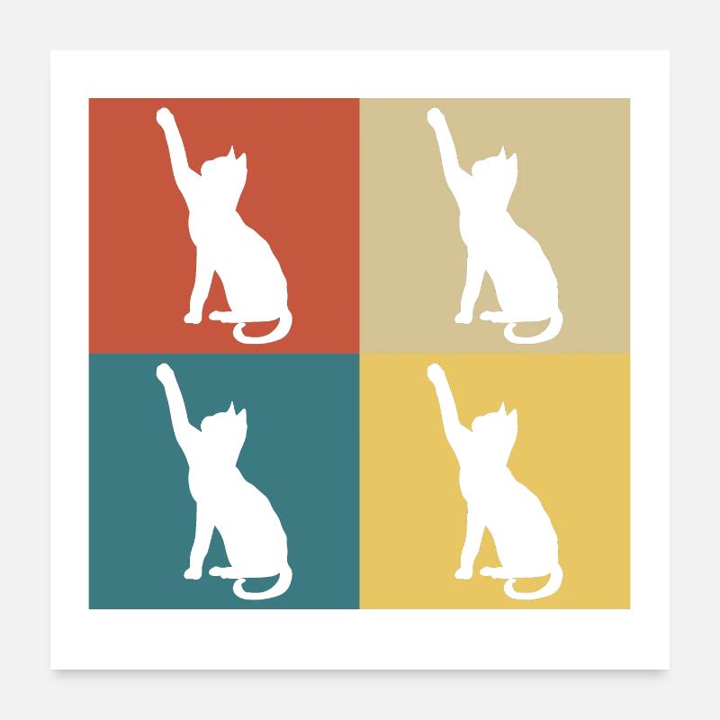 Chat vintage rétro Poster 60 x 60 cm