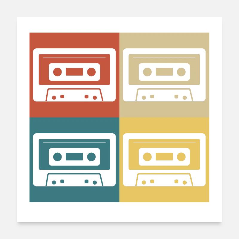 Retro Vintage Cassette Poster 24" x 24" (60x60 cm)