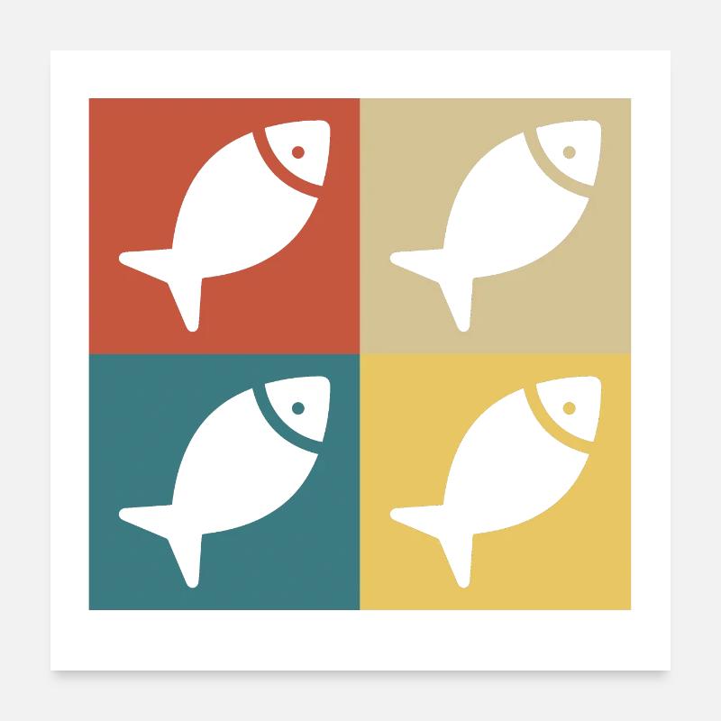 Retro Vintage Fish Poster 24" x 24" (60x60 cm)