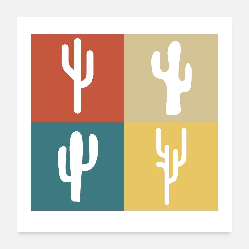 cactus vintage rétro Poster 60 x 60 cm