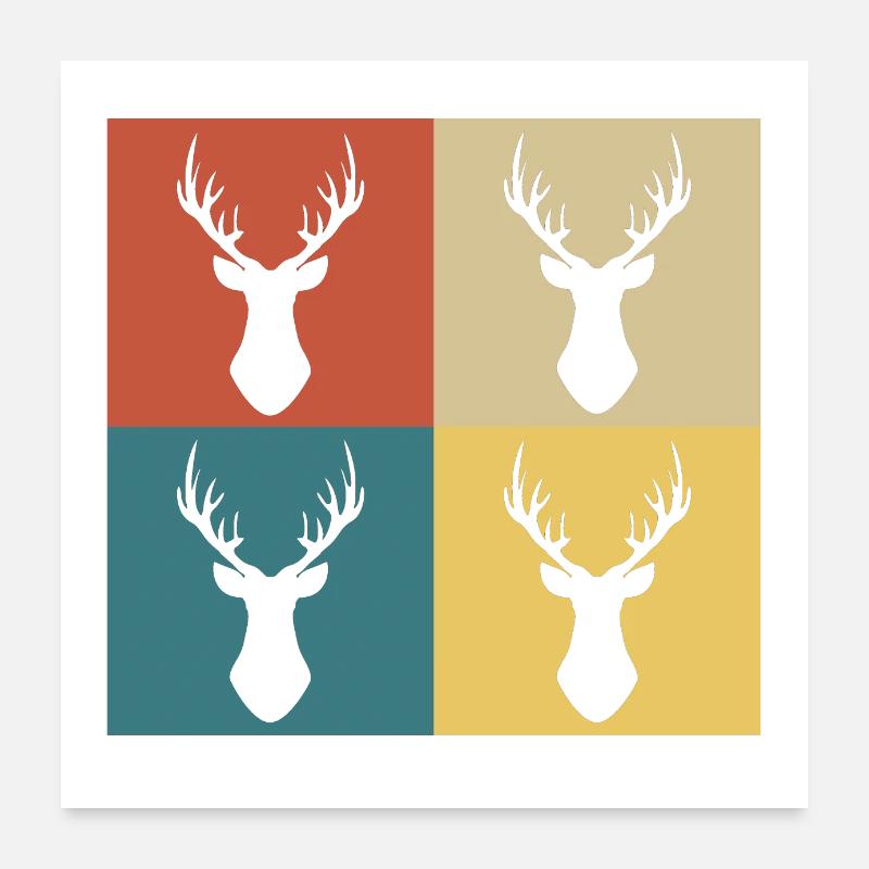 Retro Vintage Hirsch Poster 60x60 cm