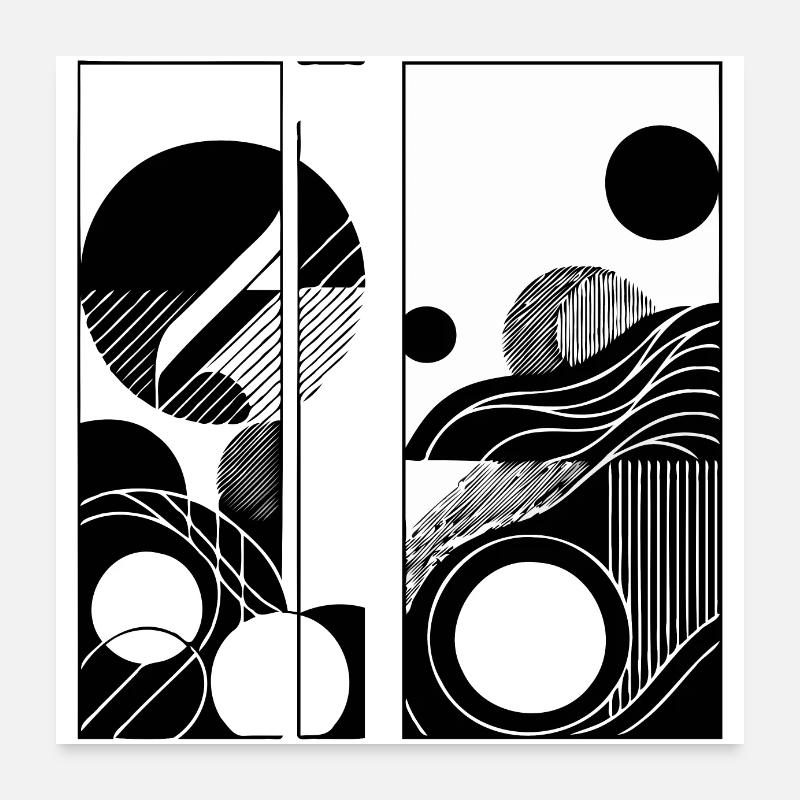 Schwarzweißes Minimal Poster 60x60 cm