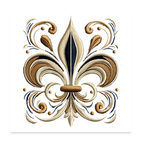 Ornate Fleur-de-Luxe Embroidery Tee - Poster 24 x 24 (60x60 cm)