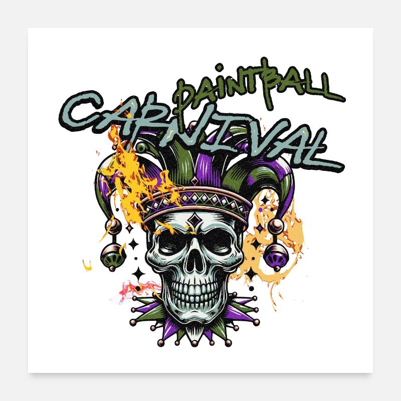 Carnaval de paintball, crâne de bouffon de Mardi Gras Poster 60 x 60 cm
