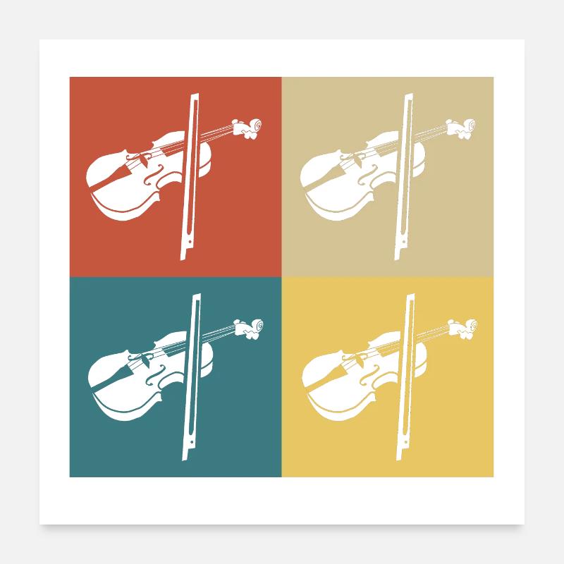 violon vintage rétro Poster 60 x 60 cm