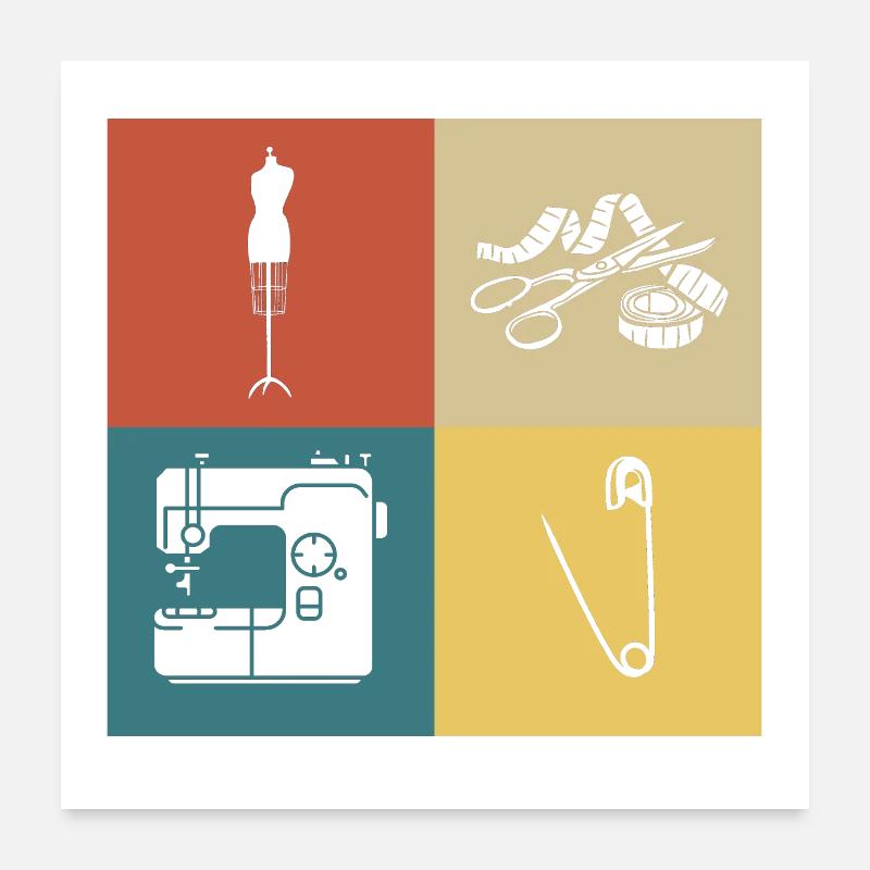 Retro Vintage Sewing Poster 24" x 24" (60x60 cm)