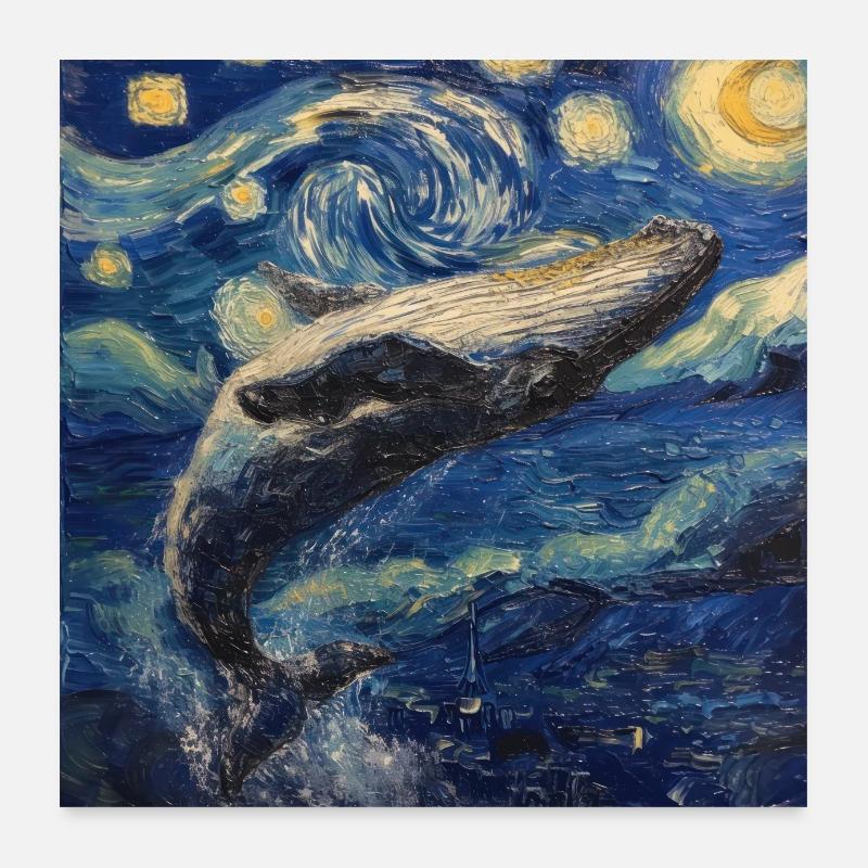 Poisson-baleine Van Gogh Poster 60 x 60 cm