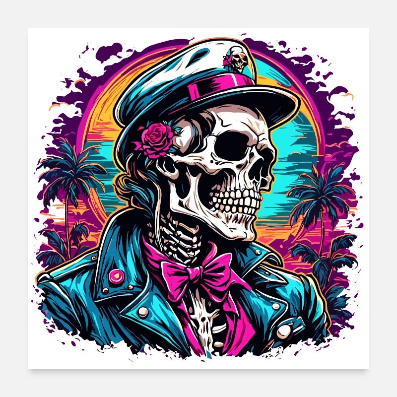Crâne / Crâne / Squelette / Gothique / Tatouage Poster 60 x 60 cm