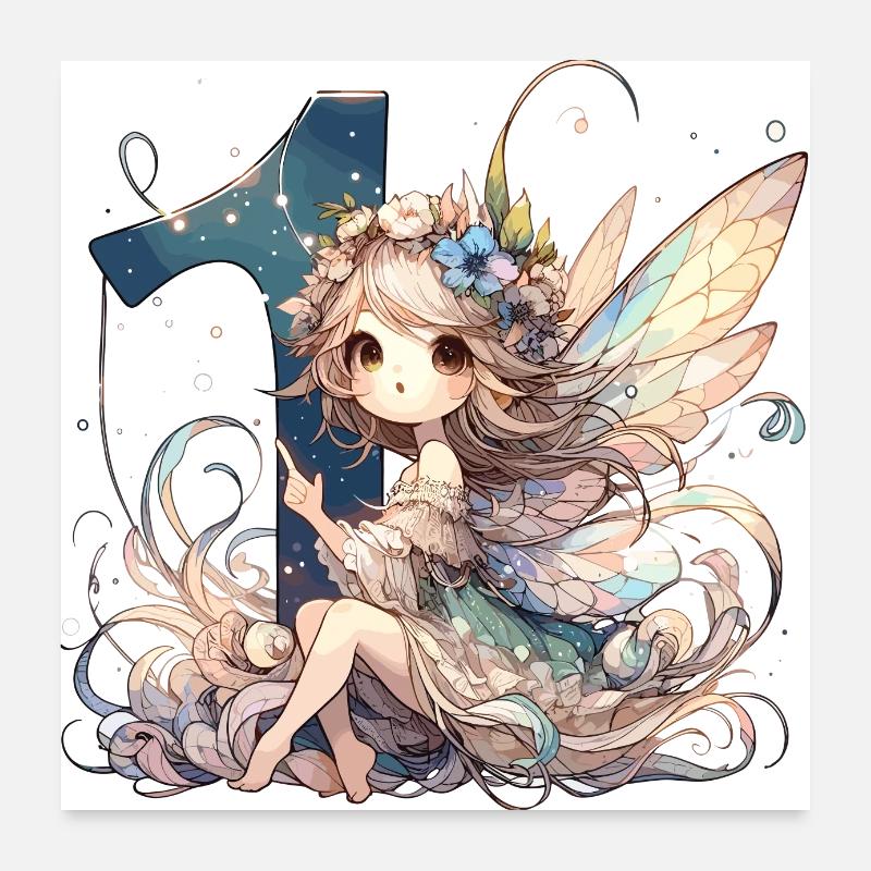 1 Jahr Fee Elfe Geburtstag Geschenk Poster 60x60 cm