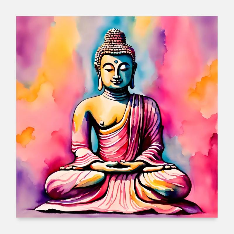 Buddha - Poster 60x60 cm - Weiß