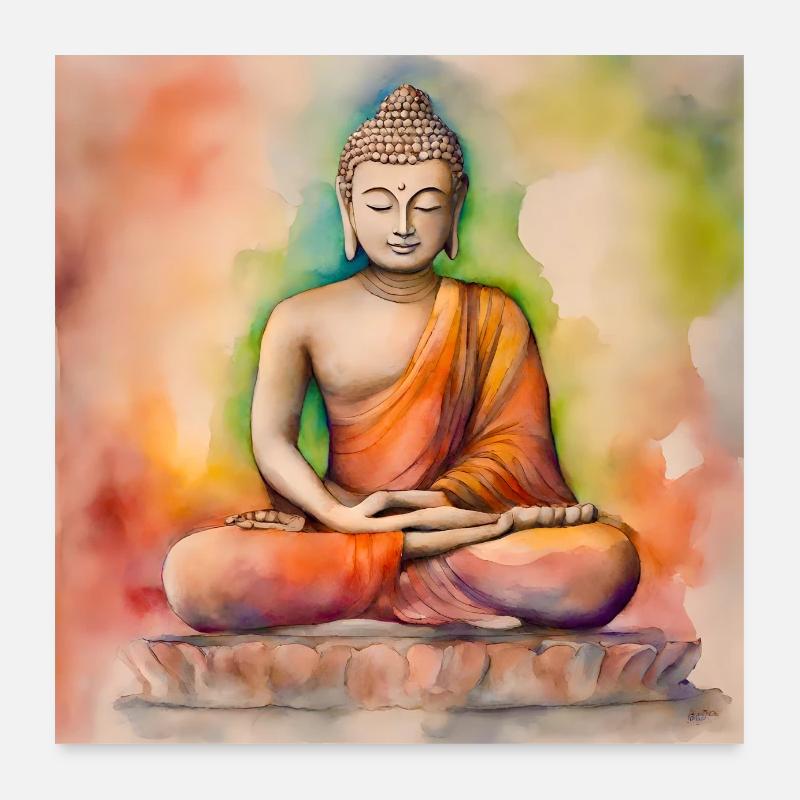 Buddha - Poster 60x60 cm - Weiß