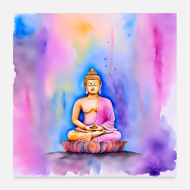 Buddha - Poster 60x60 cm - Weiß