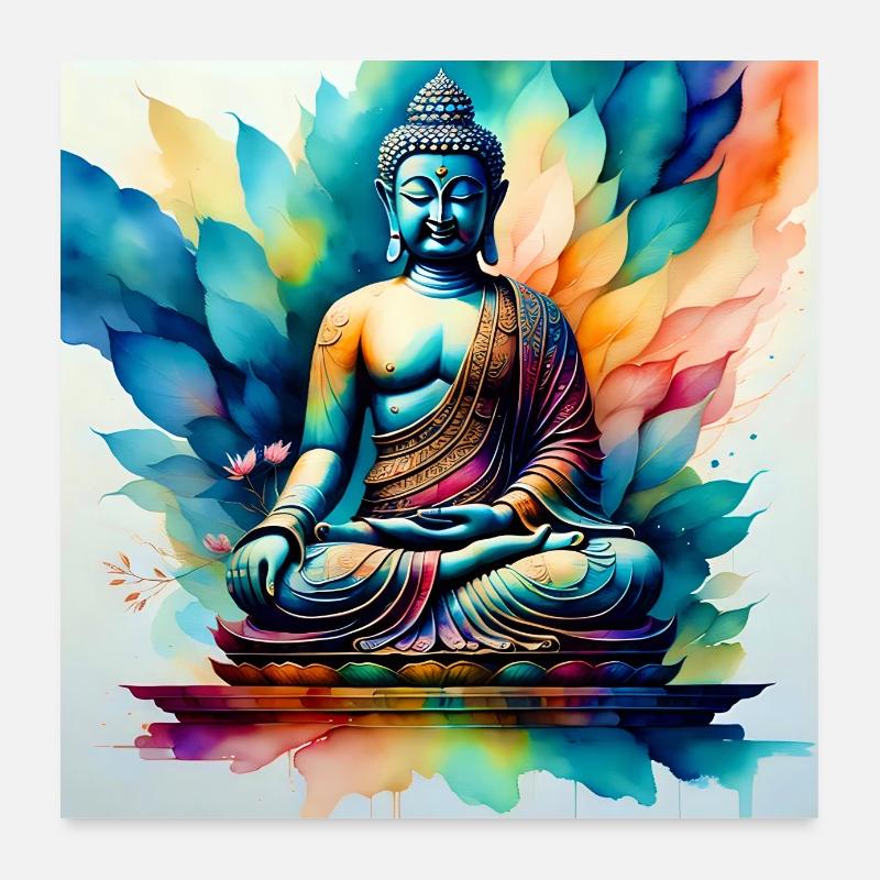 Buddha - Poster 60x60 cm - Weiß