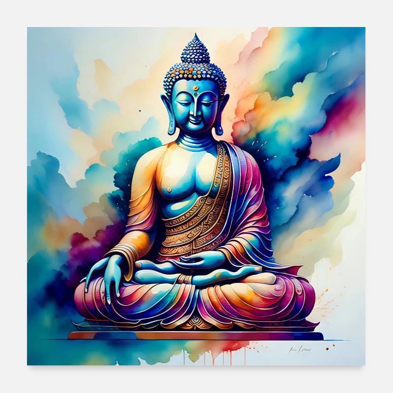 Buddha - Poster 60x60 cm - Weiß