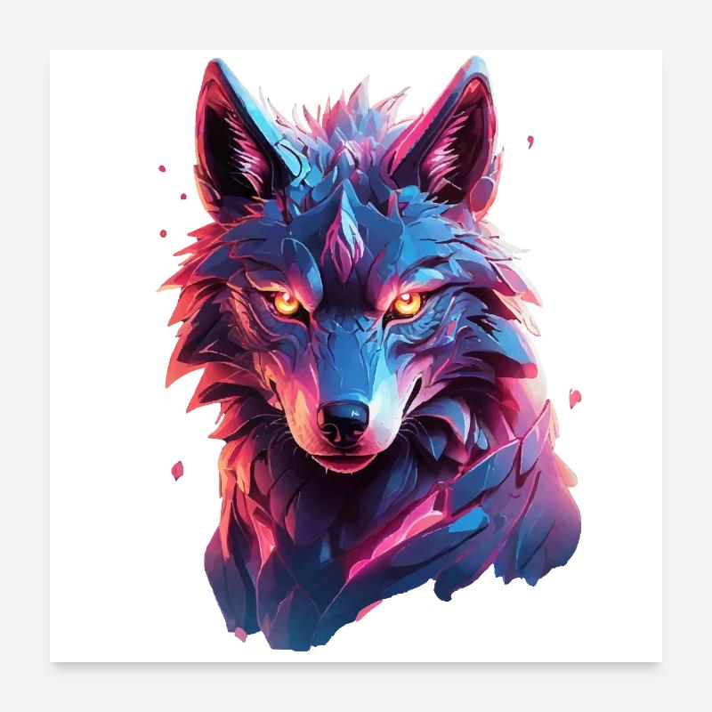 Wolf - Poster 60x60 cm - Weiß