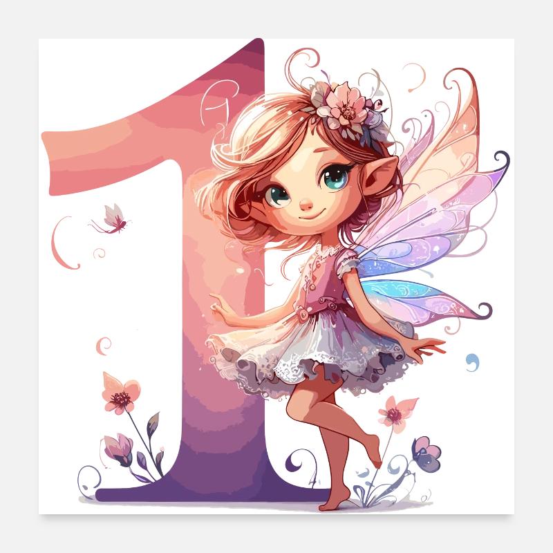 1 an de cadeau d’anniversaire fée elfe Poster 60 x 60 cm