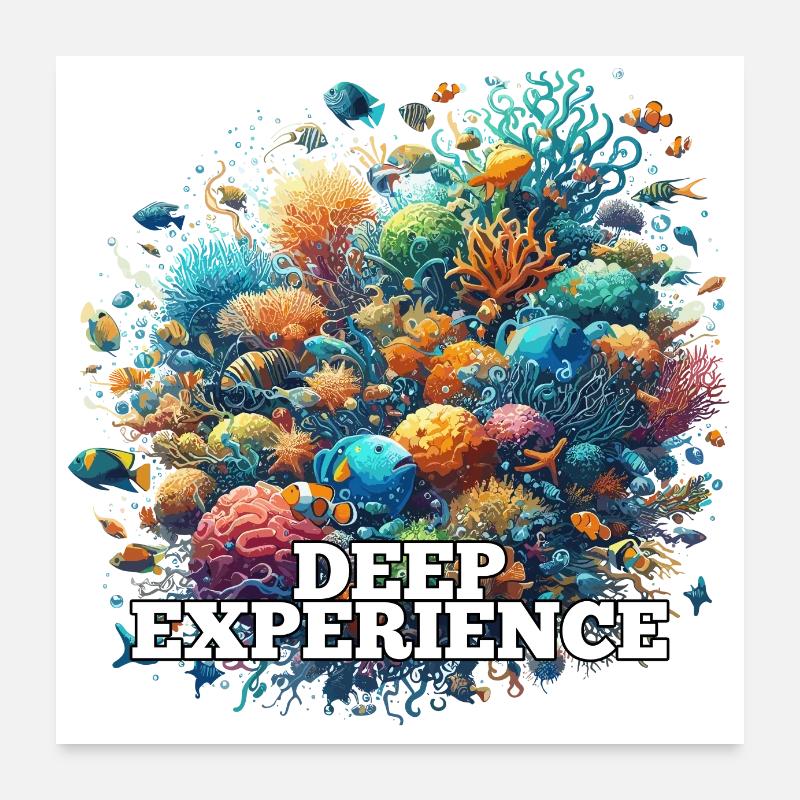 Deep Experience Coral Fish Gift Poster 24" x 24" (60x60 cm)