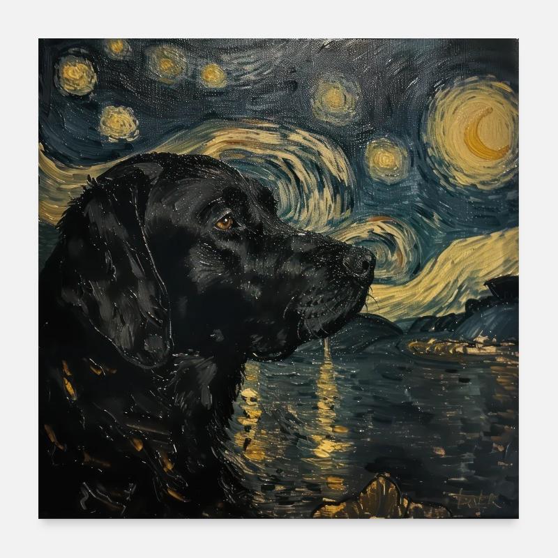 Labrador retriever, Labrador, dog, van gogh Poster 24" x 24" (60x60 cm)