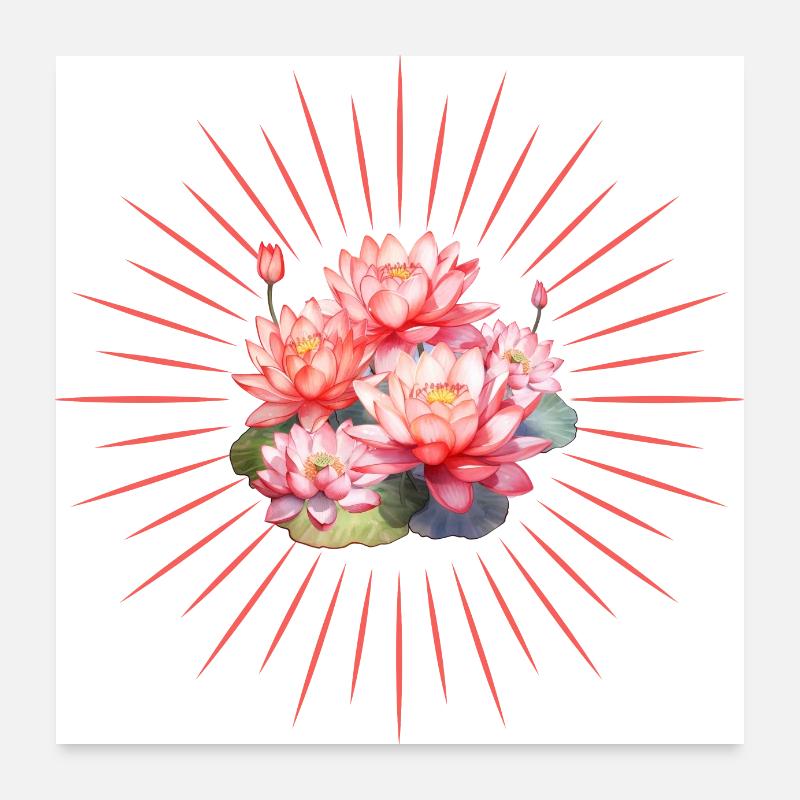 Yoga mit Strahlen Energie - Poster 60x60 cm - Weiß