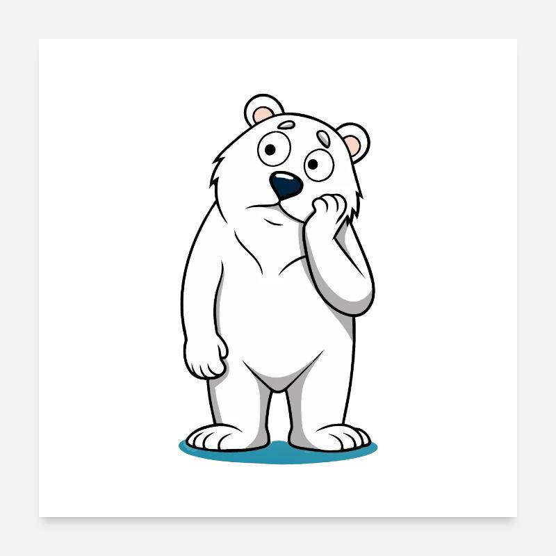 ours polaire perplexe : ours curieux de bande dessinée Poster 60 x 60 cm