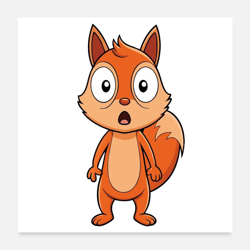 Écureuil effrayé avec de grands yeux Cartoon Poster 60 x 60 cm