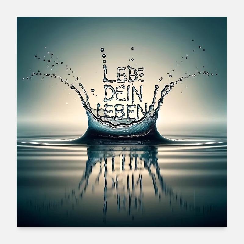 "Lebe dein Leben" Wassertropfen des Meeres Poster 60x60 cm