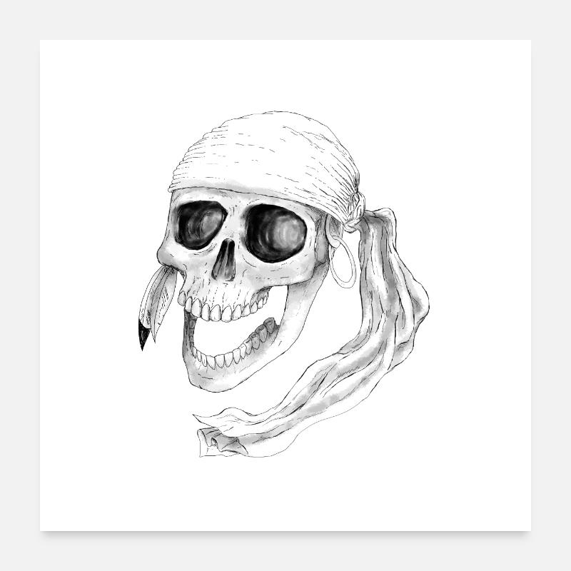 Crâne de pirate Poster 60 x 60 cm