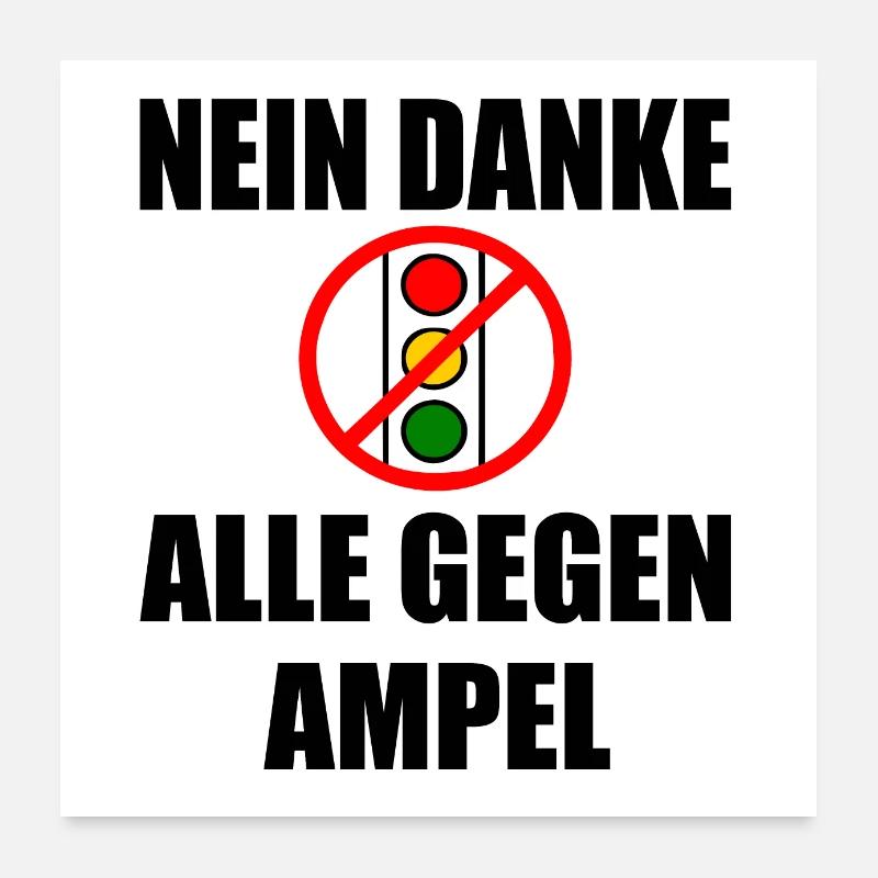 Nein danke ampel - Poster 60x60 cm - Weiß