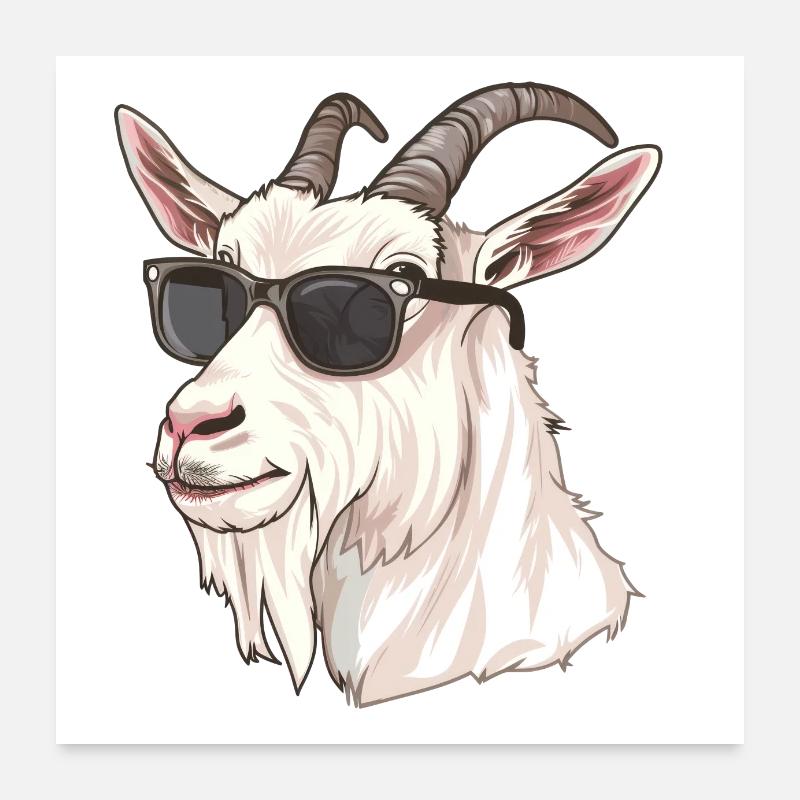 Ziege, Goat, Sonnenbrille, geschenk Poster 60x60 cm