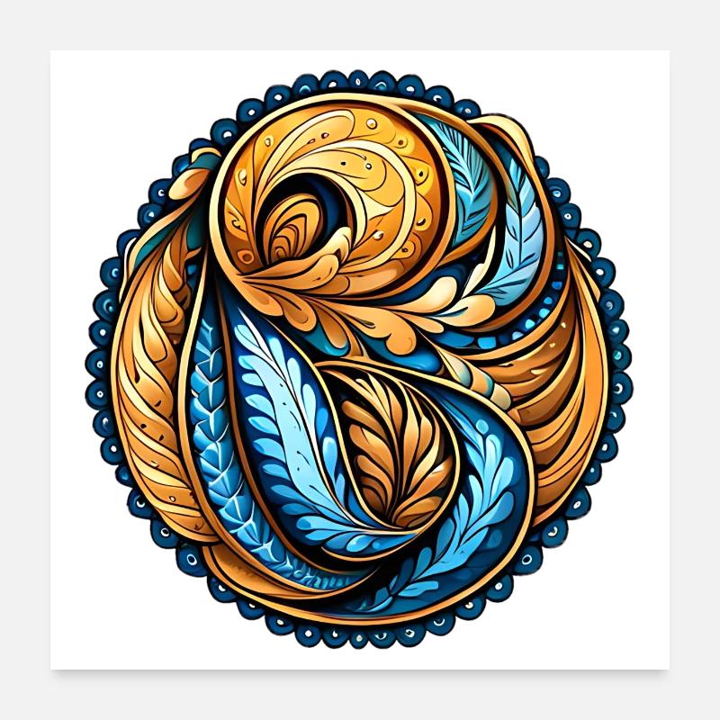 Mandala mit Paisley-Muster Poster 60x60 cm