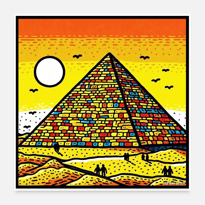 Lebendige Pyramidenkunst – farbenfrohe Hommage an die Antike z.B. Poster 60x60 cm